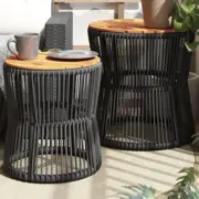 Haveborde 2 stk. med træplade polyrattan sort fra Boligcenter