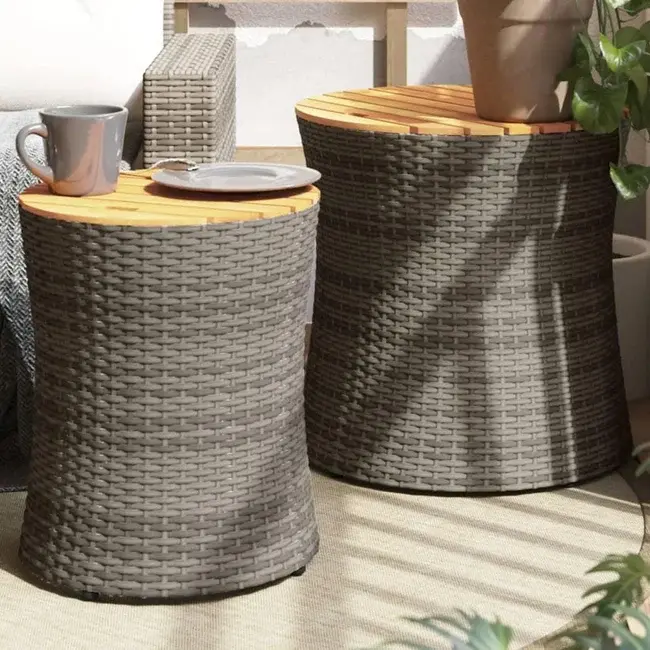 Haveborde 2 stk. med træplade polyrattan grå fra Boligcenter
