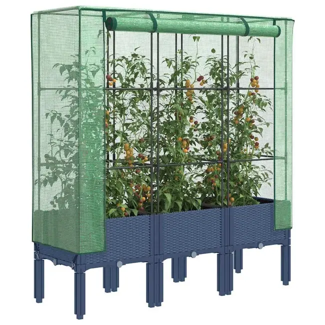 Højbed med drivhusovertræk 120x40x140 cm rattan-look fra Boligcenter